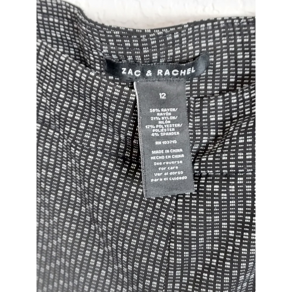 Zac & Rachel Women's‎ Pull-on Pants Checked Black Ivory Houndstooth Size 12